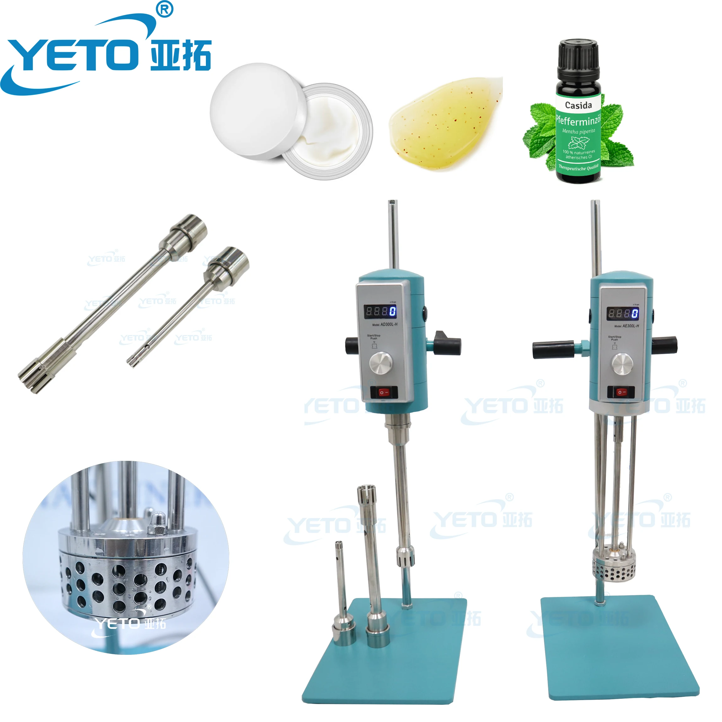 YETO-100ml 1L 5L 10L 20L 40L Cosmetic Cream Lab Homogenizer Emulsifier Disperser Mixer Machine Digital Display High Speed