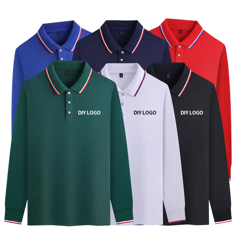 Jingrun Custom Logo Plain Work Men Polo T Shirt Long Sleeve Shirt Embroidery Print Logo For Unisex