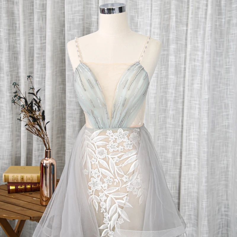 
Square collar chapel train ball gowns open back mesh prom evening dress for quinceanera 