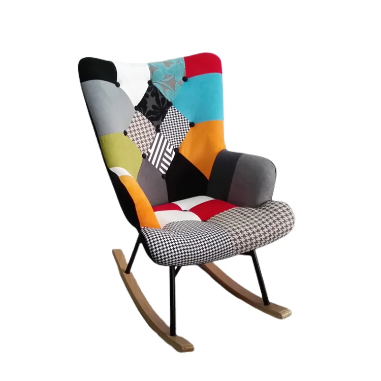 Современное кресло-качалка в стиле пэчворк, расслабляющее удобное кресло, Лоскутное кресло с откидывающейся спинкой и акцентом