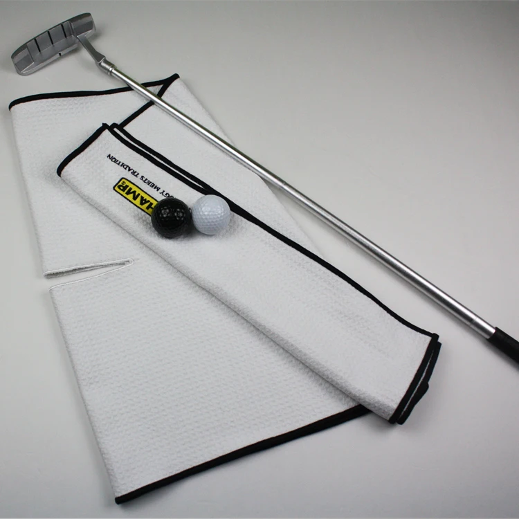 Large size super absorbent golf towel microfiber waffle towel with centered slit