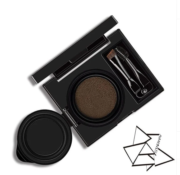 Eyebrow air Cushion with mirror and brush waterproof black brown private label eyebrow gel