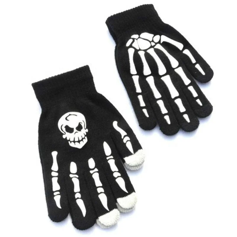 Halloween Horror Claw Skull Bone Skeleton Goth Anti Skid Rubber Non Slip Racing Cycling Touch Screen Sports Riding Winter Gloves