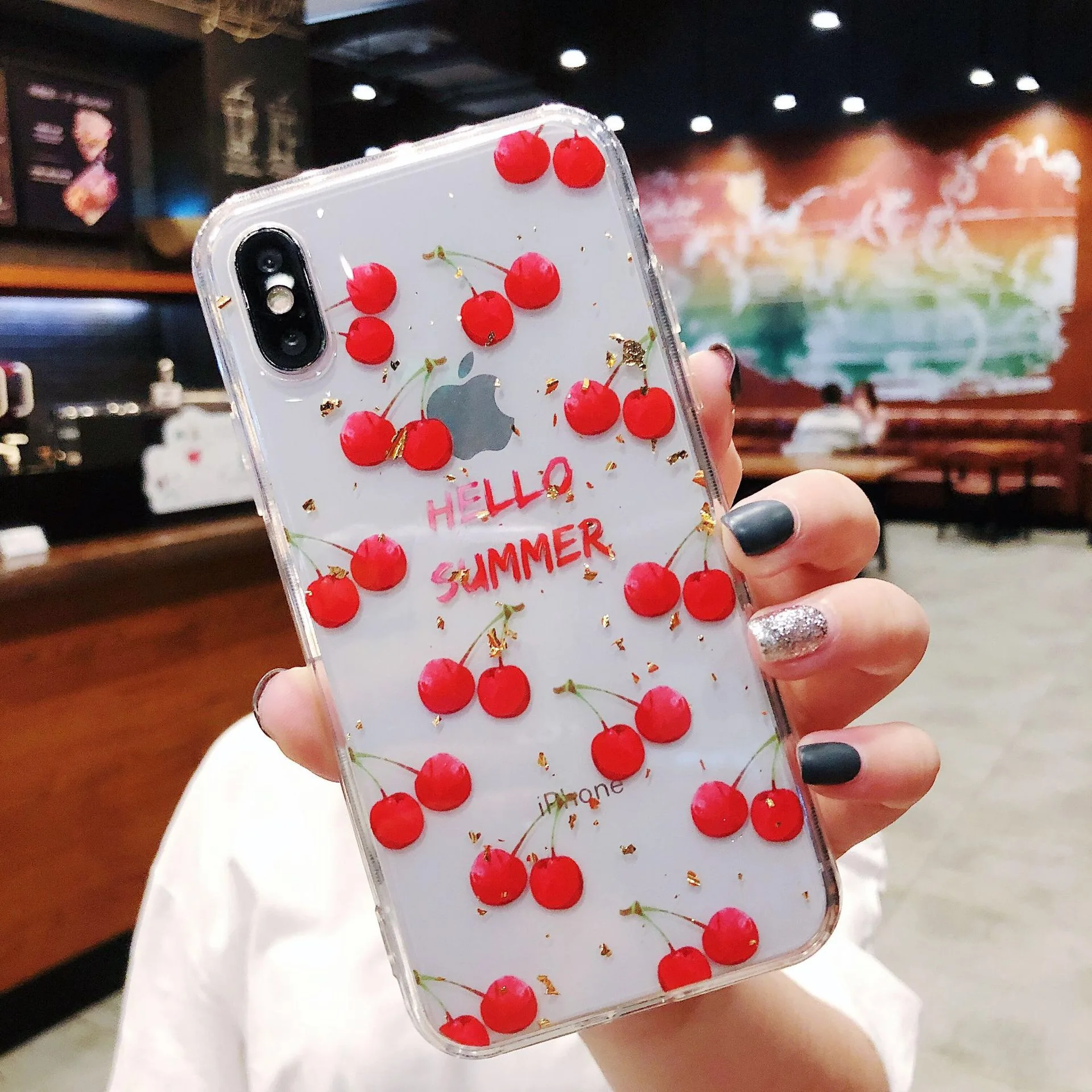 OEM/ODM онлайн-продажа индивидуальный для iphone x прозрачный чехол телефона с УФ-печатью фруктовый дизайн из ТПУ