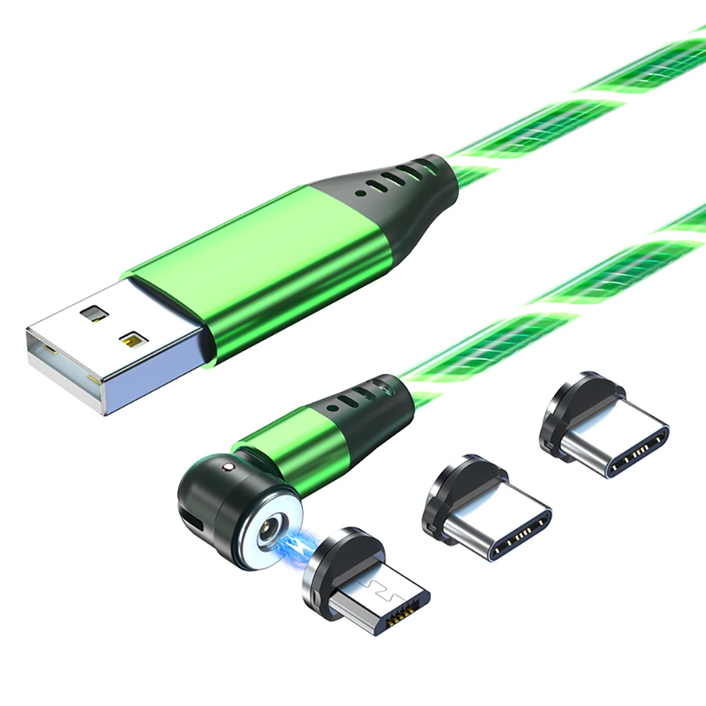 
L-Shape 540 Degree Flowing Light Magnetic Charging Cable USB 3.0 Universal Use With RoHS Certificate 