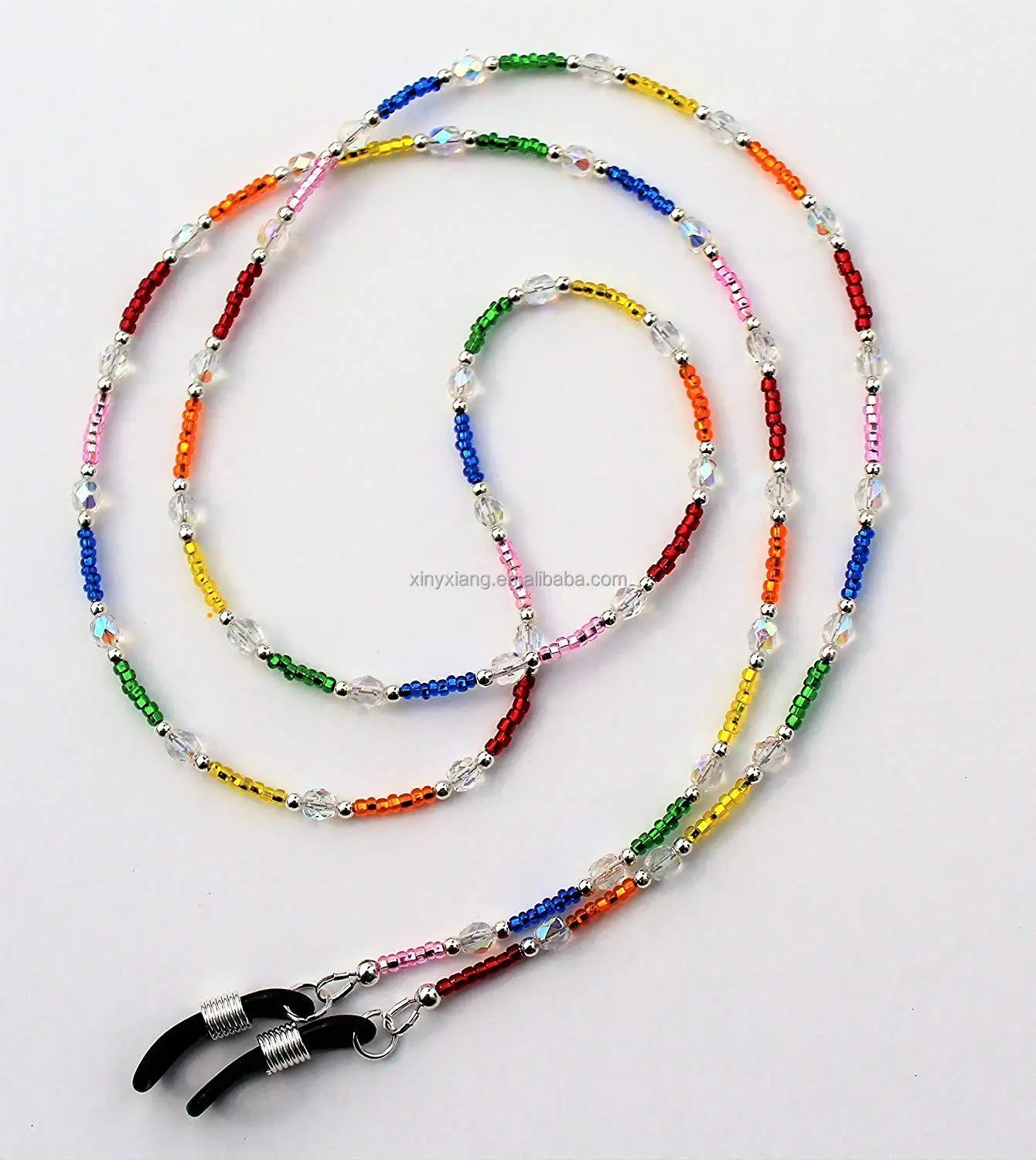 Factory Wholesale Beaded Lanyard for ID Badge or Eyeglasses, Multi Color Czech Glass Bead Lanyard Eyeglass ID & Badge Holder