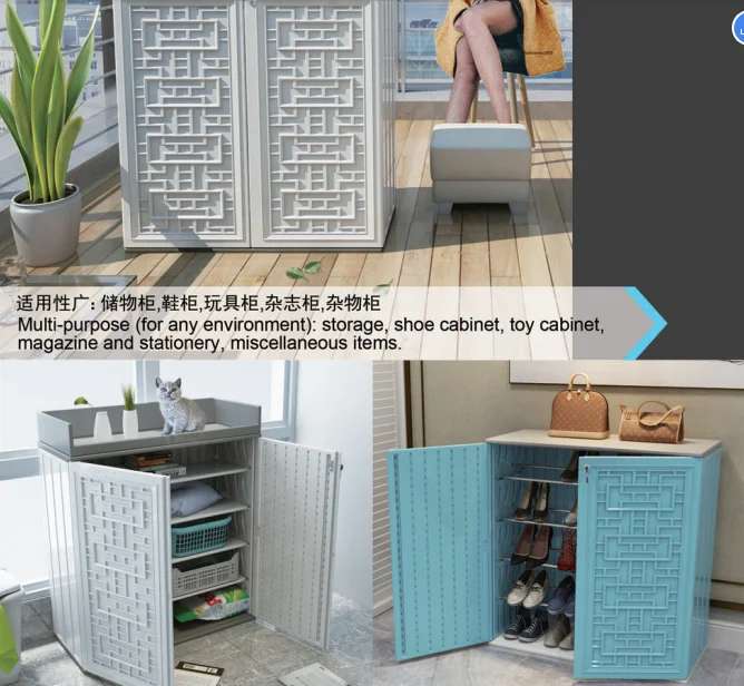 
2020 KINPLAY new waterproof outdoor and indoor plastic garden storage cabinet for garden shed backyard storage tools 