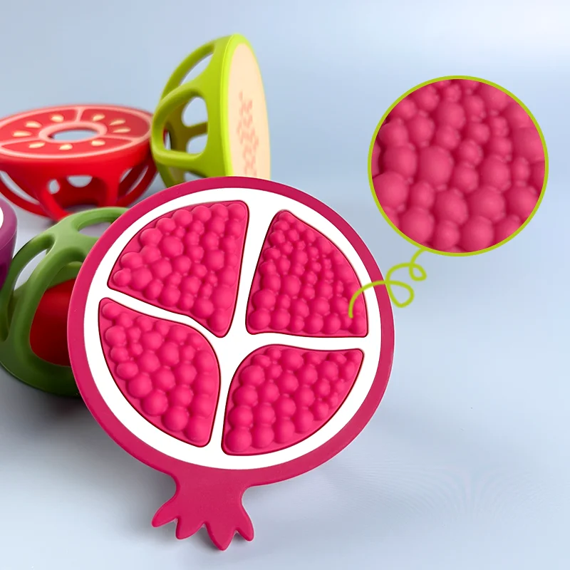 Manufacturer Customizable Bpa Free Food Grade Fruit Vegetable Shape Teether Soft Safe Silicone Baby Fruit Teether