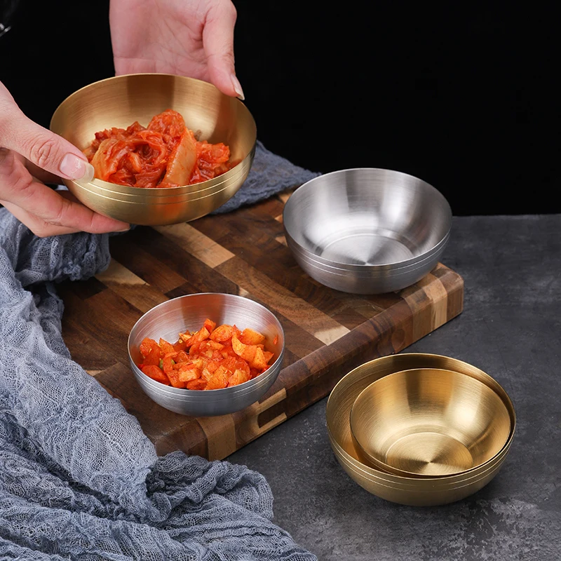 Restaurant 304 Stainless Kids Bowl Kimchi Bowl Soup Fruit Salad Sauce Rice Stainless Steel Korean Nature Color/golden Color