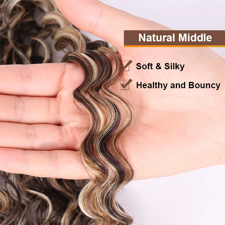 Afro Synthetic Hair Bundles Pack Set Water Wave Jerry Curly Hair Weaving Extensions Soft Heat Resistant Fiber