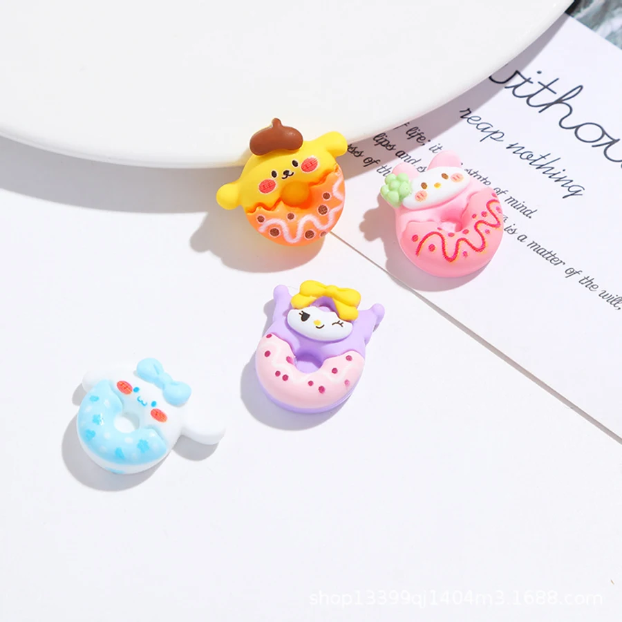 Trend wholesale multicolor flat back resin candy color sanrio donut carton melody kuromi cute charms for diy mobile phone