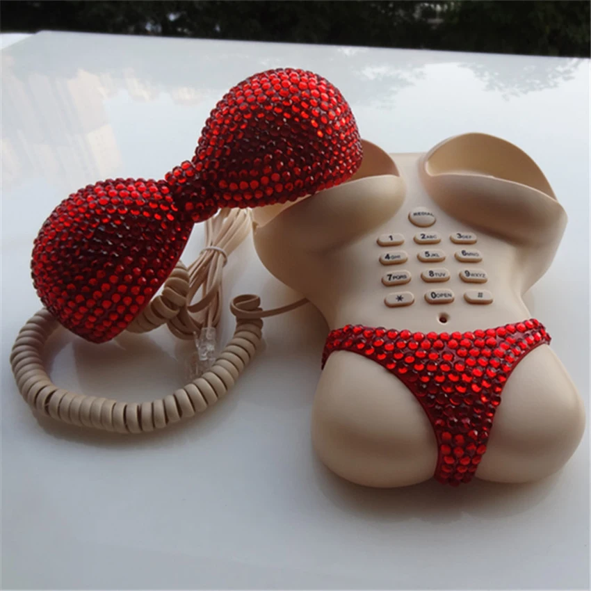 Креативный стационарный телефон в форме бикини с красной гарнитурой, проводной телефон с кнопками, украшение для дома и спальни