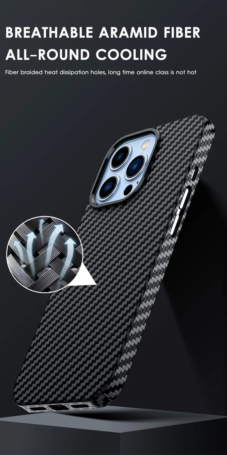 Magnetic Carbon Fiber Aramid Texture Slim Dry Hard PC Phone Cover Resin Carbon Fiber Phone Case For iPhone 12 13 14 15 Pro Max