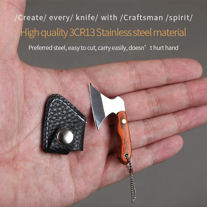 Necklace Pendant Custom Knives 3CR13 Stainless Steel Colored Wood+Copper Nail Handle Keychain Key Custom Pocket Mini Knife
