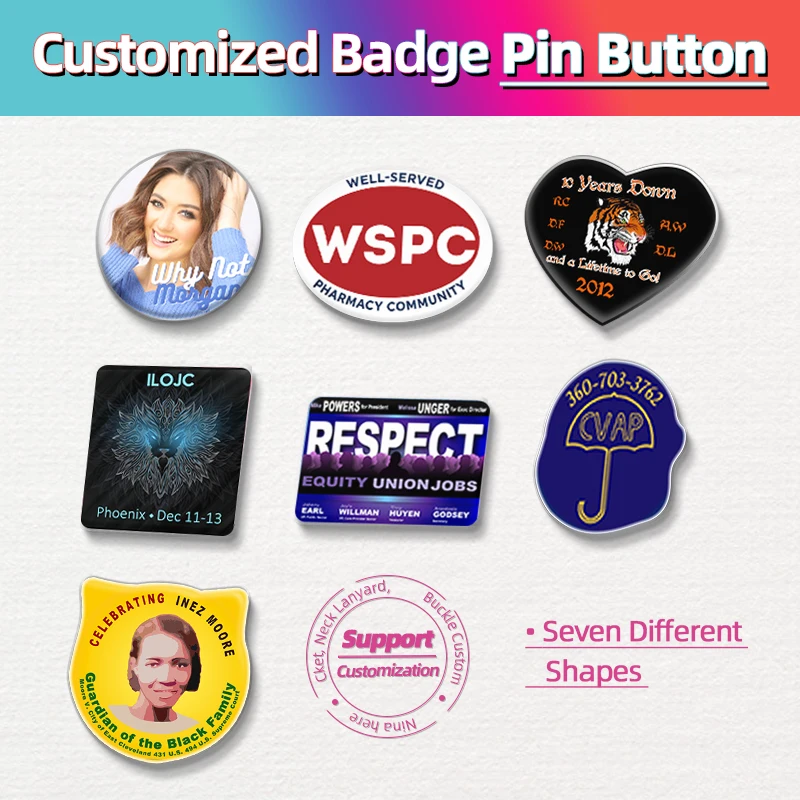 Custom Printed Round Pin Back Button Badge PVC Plastic OPP Bag Party Decoration Resin Plastic 2 Holesshirt Button Custom Desgin