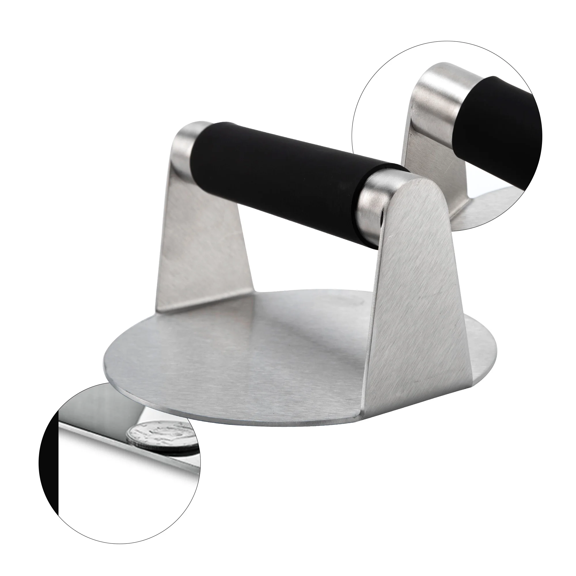New Item Anti-Scald Handle Burger Press Round Stainless Steel Burger Smasher