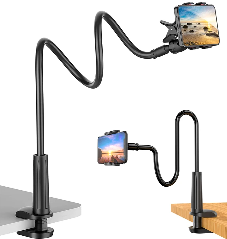 Adjustable Desktop Phone Holder Bed Post Clip Lazy Scalable Flexible Rotatable Tablet Gooseneck Mount Bed Phone Holder for iPad