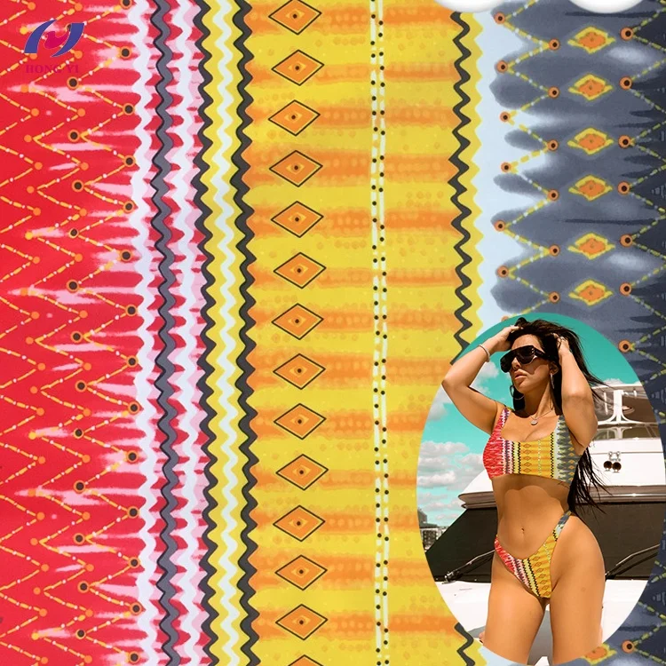 Chlorine Resistant Polyester Spandex Stretch African Print Swimwear Fabric