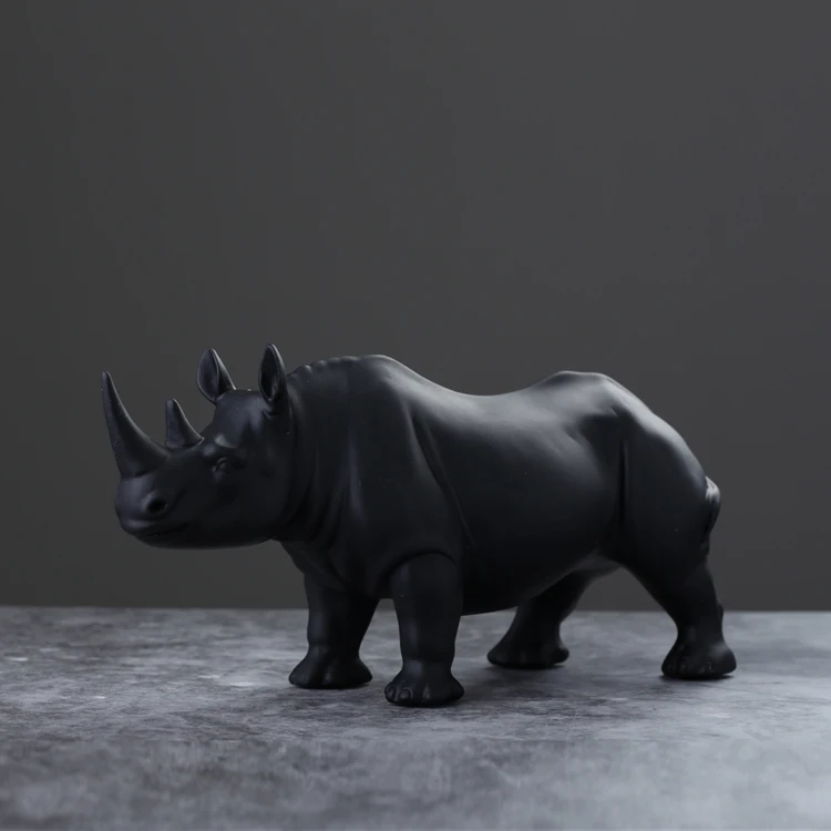 
Resin rhinoceros lifelike figurine garden decoration statue Animal sculpture 