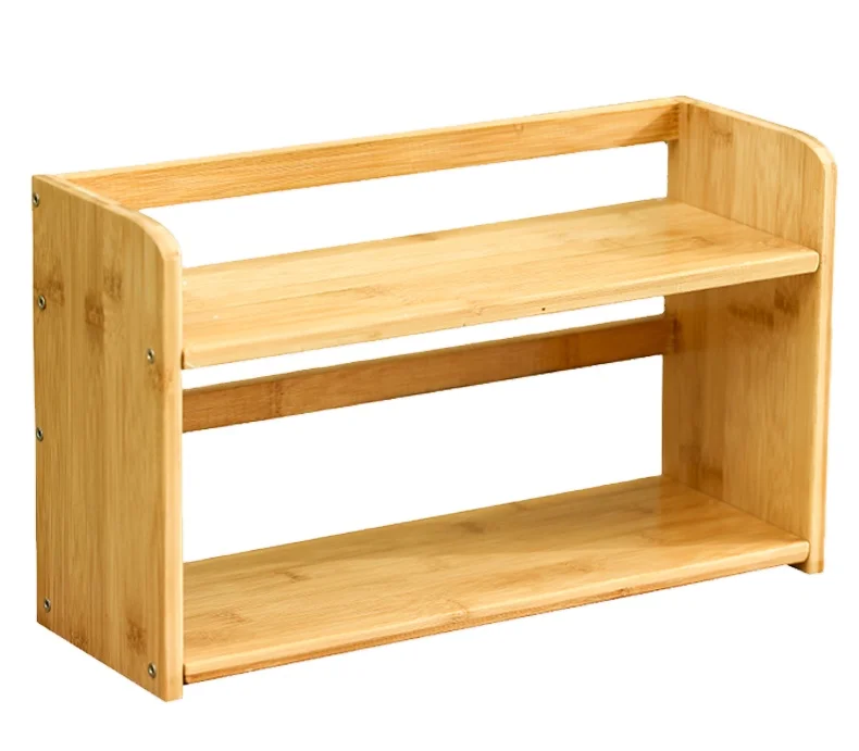 Factory Wholesale Nature Color Kitchen Spice Bottle Rack Double Layers 40 50 60 Cm Bamboo Spice Storage Rack