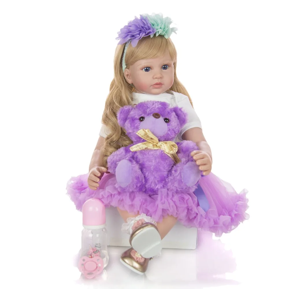 Limited Edition 24 inch Reborn Baby Doll 60 cm Silicone Soft Lifelike Newborn Purple Princess Dolls For Child Menina Brinquedos