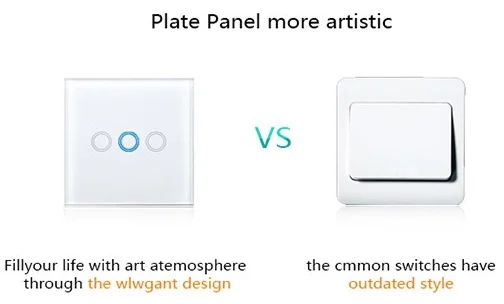 European Standard Touch Panel Wall Light Switch For Smart Home Remote Control 3 way wall light switch