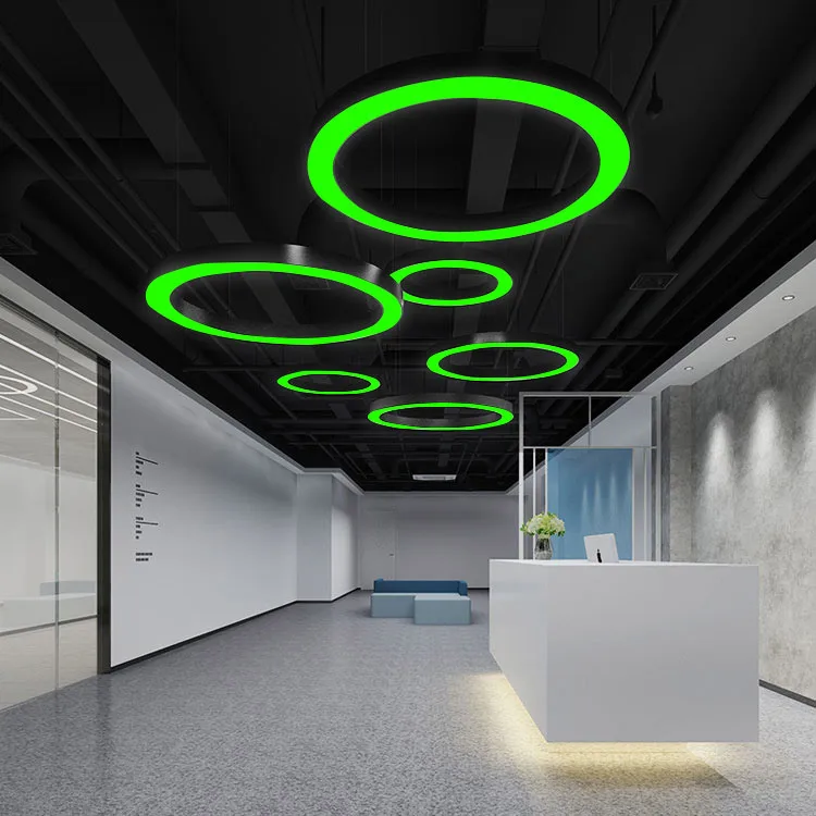 Round RGB pendant light 600mm 800mm Circle Ring Led Hanging lamp Circular linear light for Gym Game Room