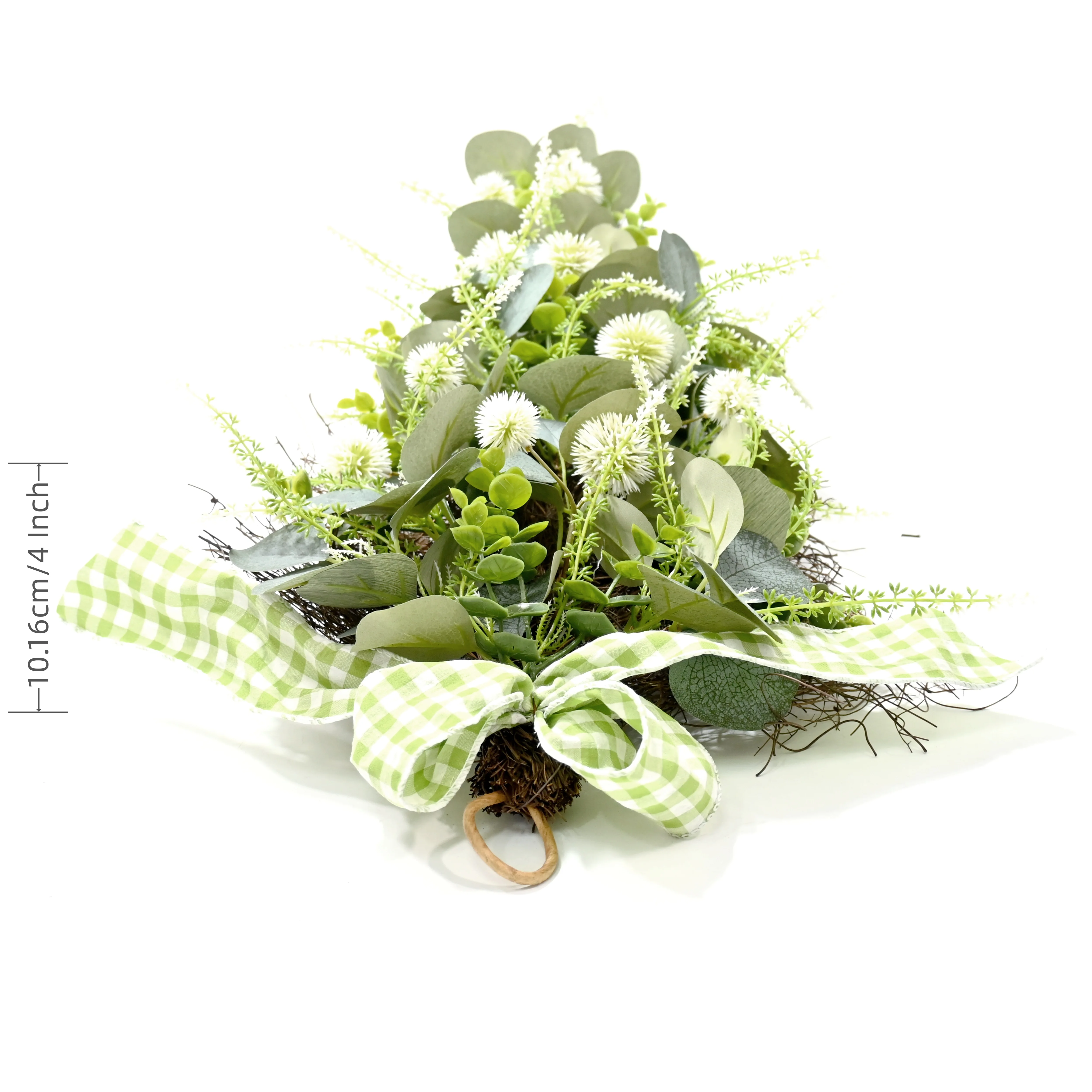 24 Inch Artificial Dandelion Eucalyptus Leaves Teardrop Swags Green Plants Wreath Hanging Decoration