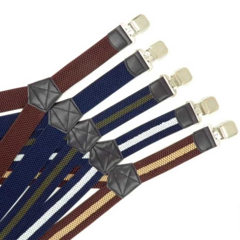 personalized fashion mens multi color stripe elastic suspenders for business party