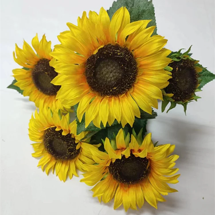 Artificial Sunflowers Bouquet Sunflowers Large Yellow Flower For Home Office Indoor Garden Party Decor
