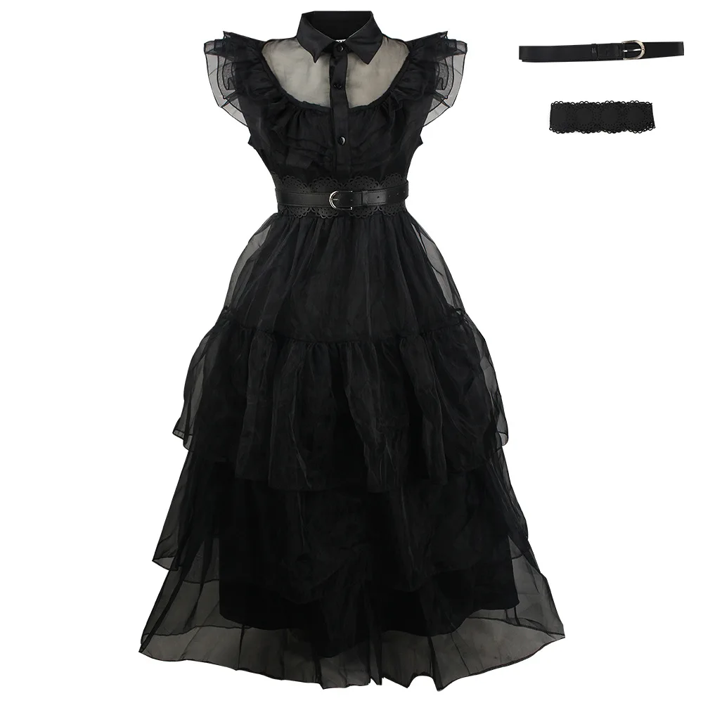 Wholesale Halloween Costume Adult Girls Wednesday Cosplay Clothing Children Long Dresses Costumes