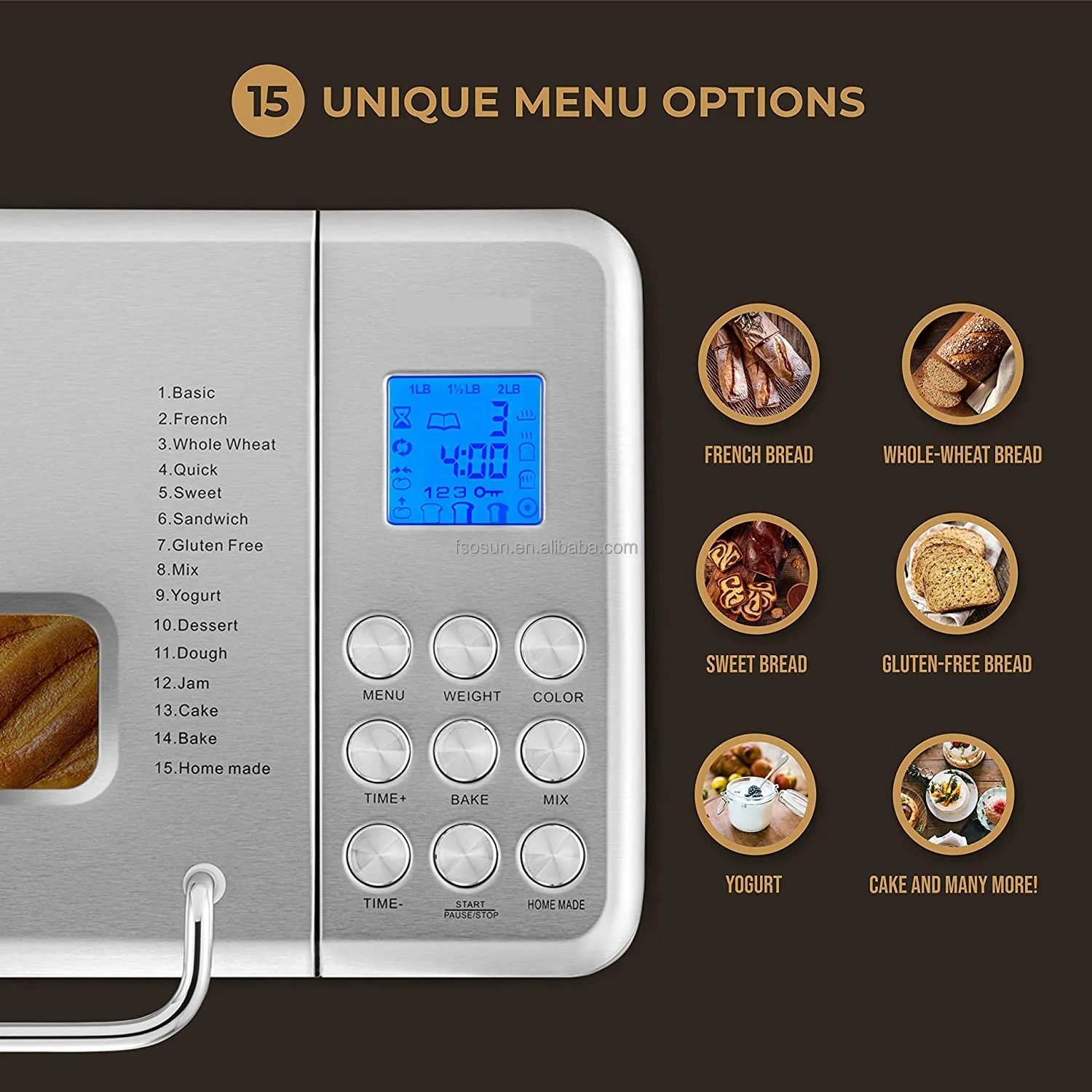 Multifunctional 19 in 1 New design Bread Maker Machine with Automatic Fruit And Nut Dispenser