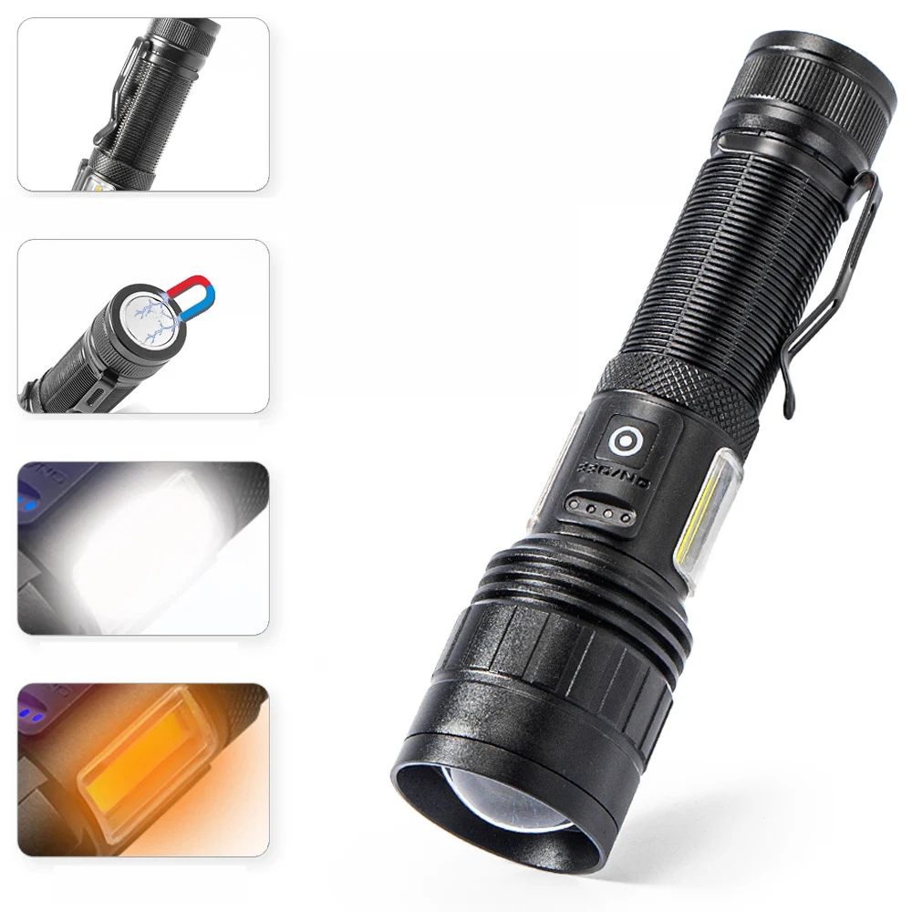 Long Range 1000m Security Beam Distance White Laser flashlight Rechargeable Led COB Torch Light with Magnet