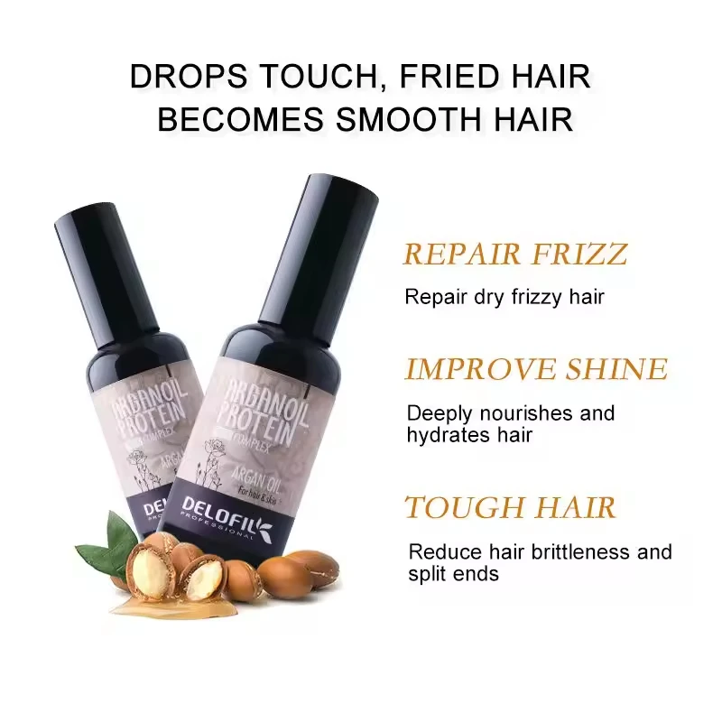 Wholesale manufacturer Delofil Organic Argan Oil Hair Serum Essential Hair Oil Treatment Nourish Repair Hair argan Oil oem/odm