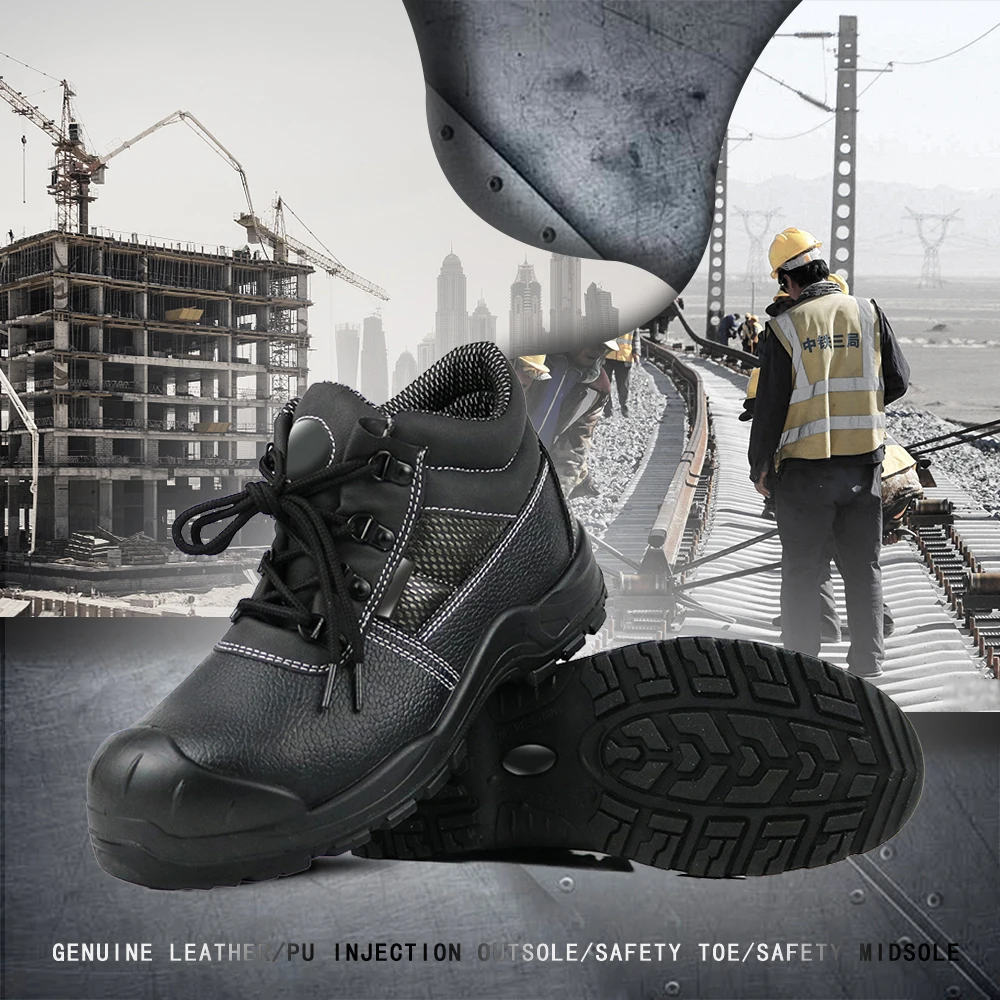 S3 standard Genuine Cow Leather With European Standard Safety Toe And Safety Midsole Safety Shoes For Men