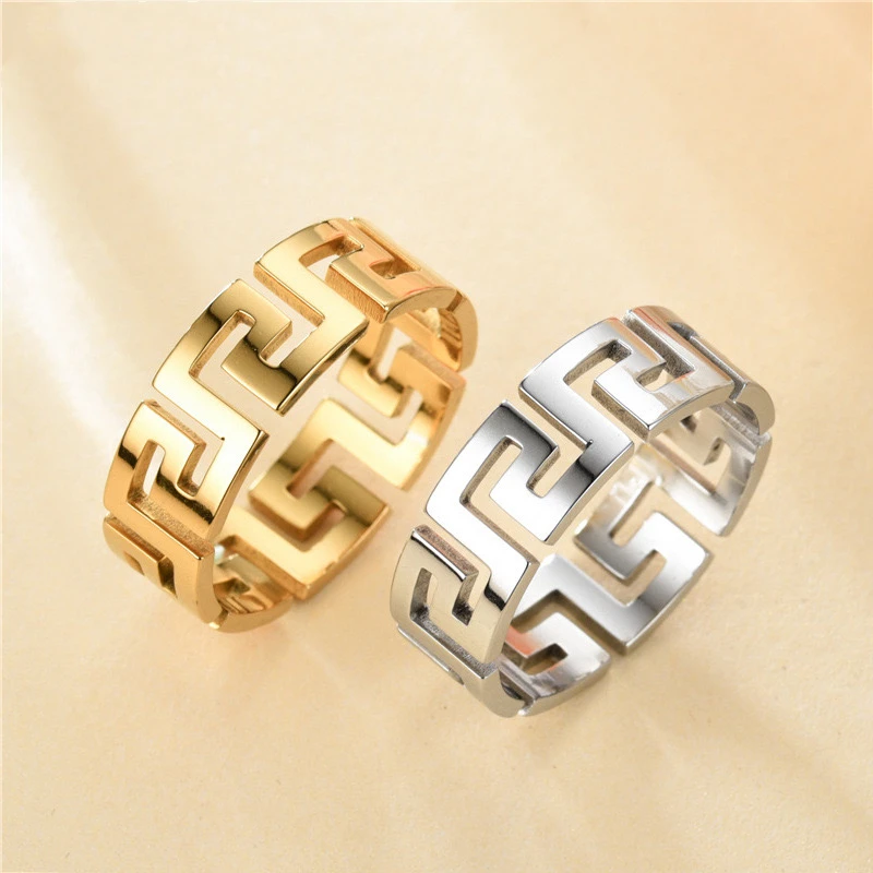 Fashionable Hollow stainless steel rings for men