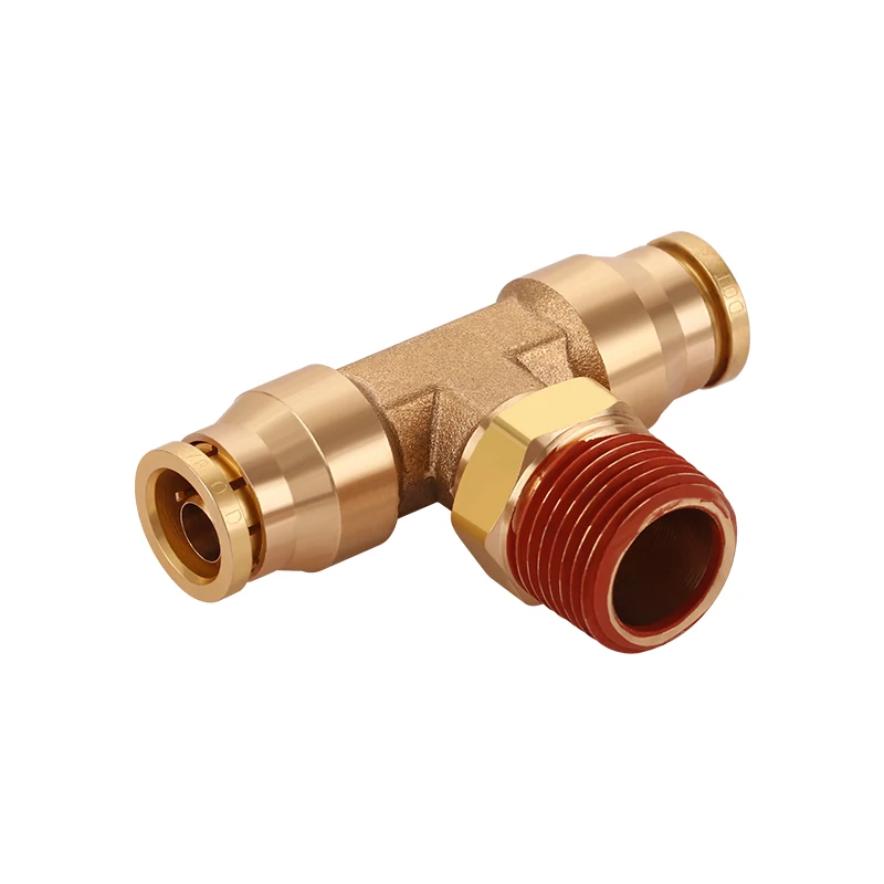 DOT Male Swivel Run Ttee Fitting Air Brake Couplings Brass Push in Fittings for Truck Trailers Industry Air System