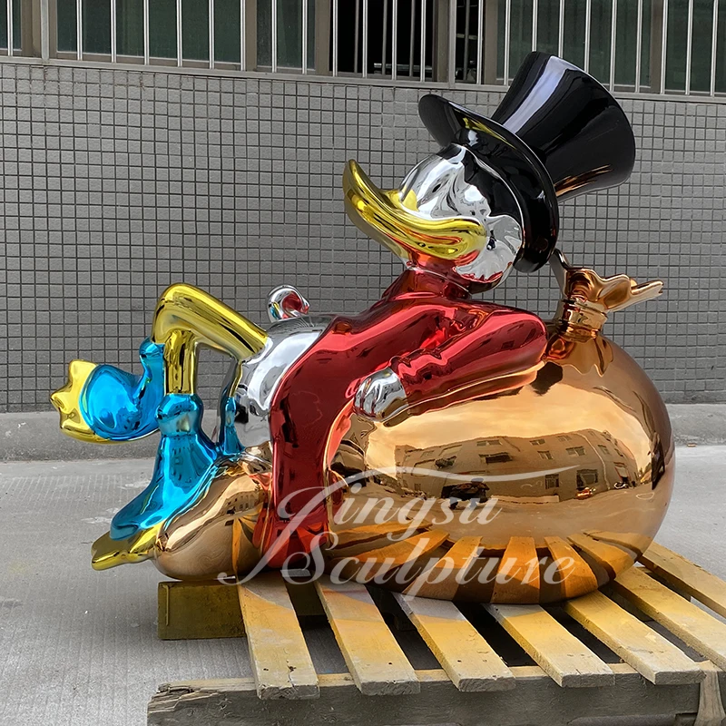 Factory customized fiberglass resin colorful duck statue for decoration