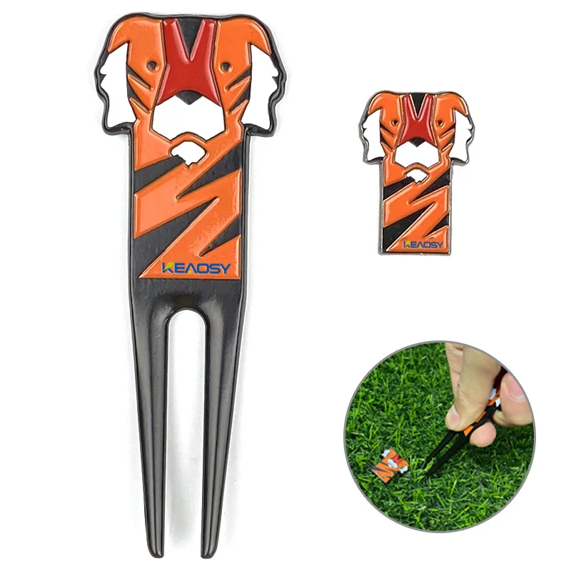 High quality zinc alloy Tiger Shaped golf divot tool With Ball Marker Repair Tool for golf accessories