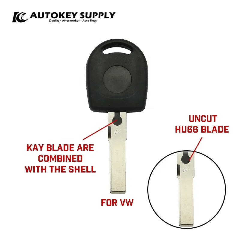 
Transponder Car Key Uncut HU66P Key Blade Megamos ID48 Chip For VW Bettle Golf GTI Jetta Passat Phaeton R32 VR6 