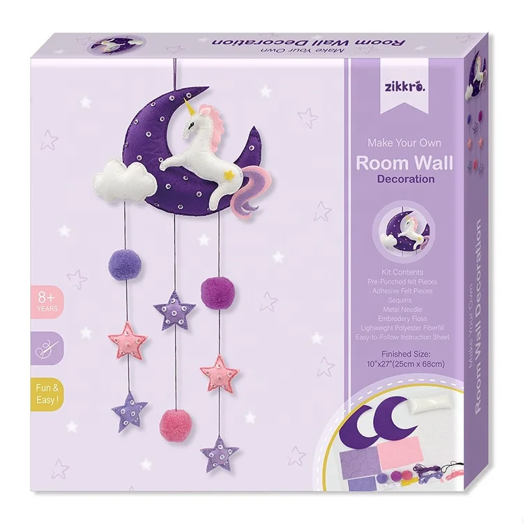 Children Mobile Hanger Animals Craft Kits Educational DIY Sewing Set Forest Sealife Unicorn Dream Felt Toy for Kids