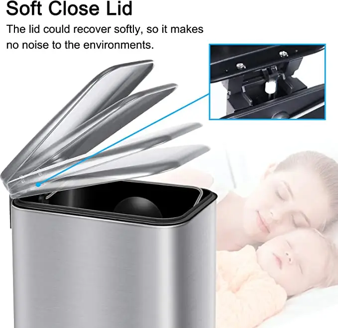 DS1395 5L/8L кухонная корзина для мусора съемная внутренняя компактная из нержавеющей стали мусорное ведро с ножной педалью