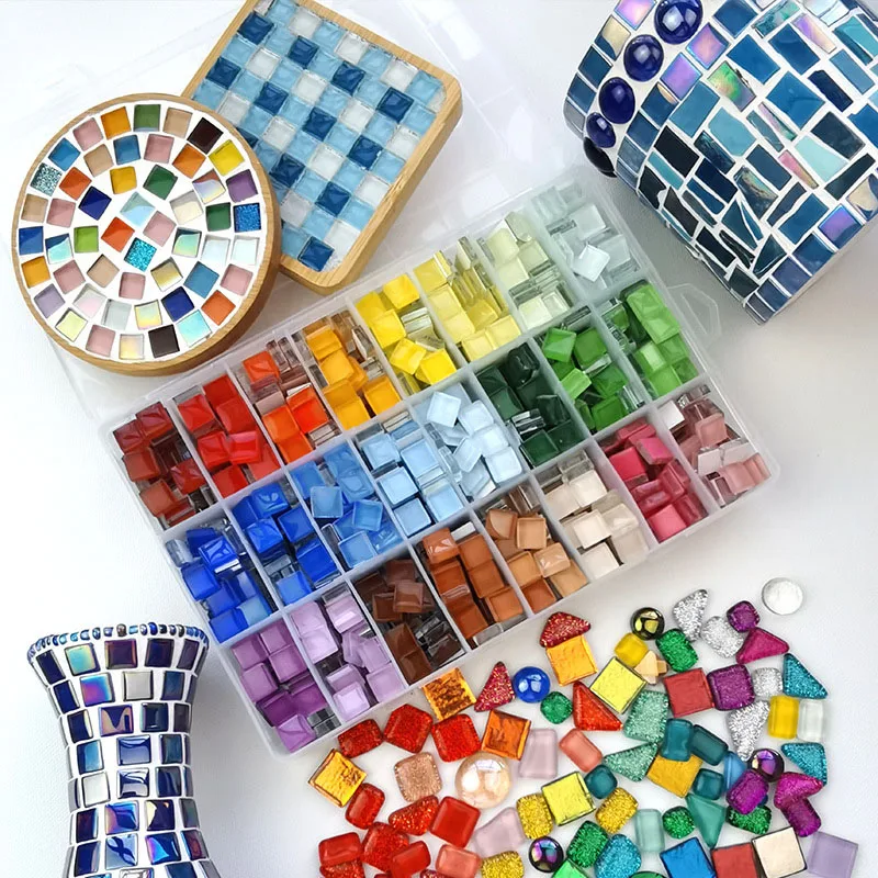 1100 Pieces Mosaic Tiles Squares Crystal Mosaic Stained Glass Kits for Adults Crafts Supplies DIY Picture Frames Handmade