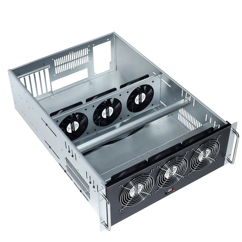 Хит продаж, корпус для серверов с 6 ГПУ на 8 ГПУ 4U, корпус для материнской платы с 6 вентиляторами охлаждения (без ГПУ)