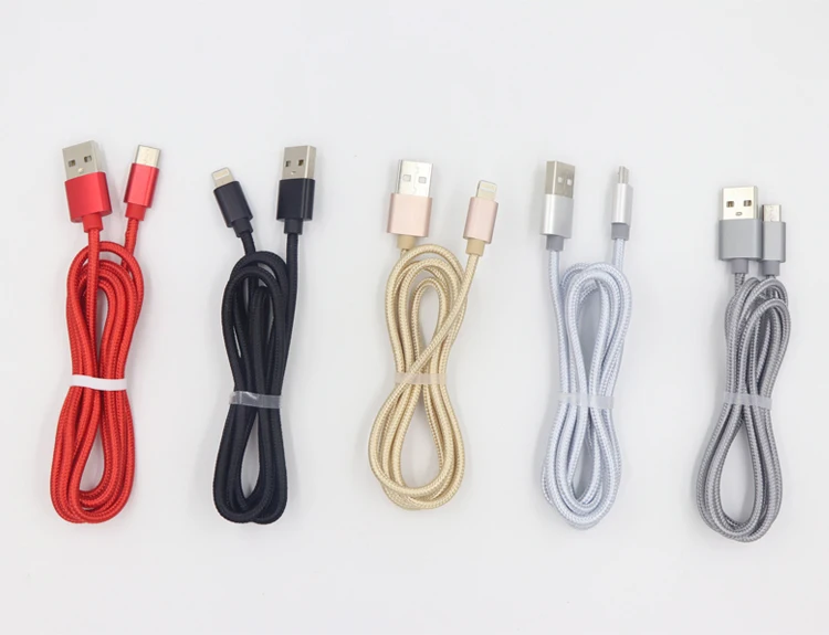 For Android Universal 2.1A To 2.4A Multi Color Fish Net Braided USB Fast Charging Cable