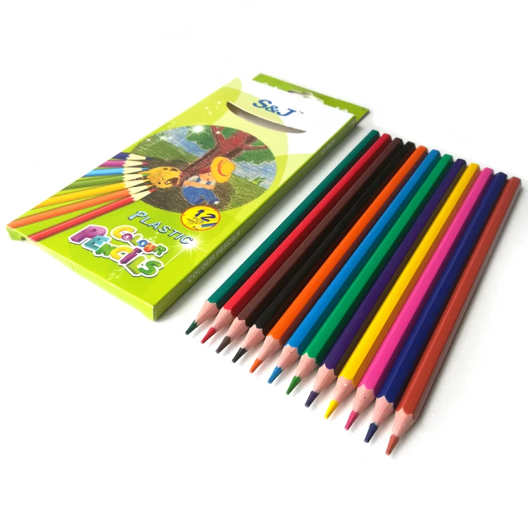 Custom OEM ODM 7 Inch 12 Pcs Plastic Colorful Pencil in Color Box