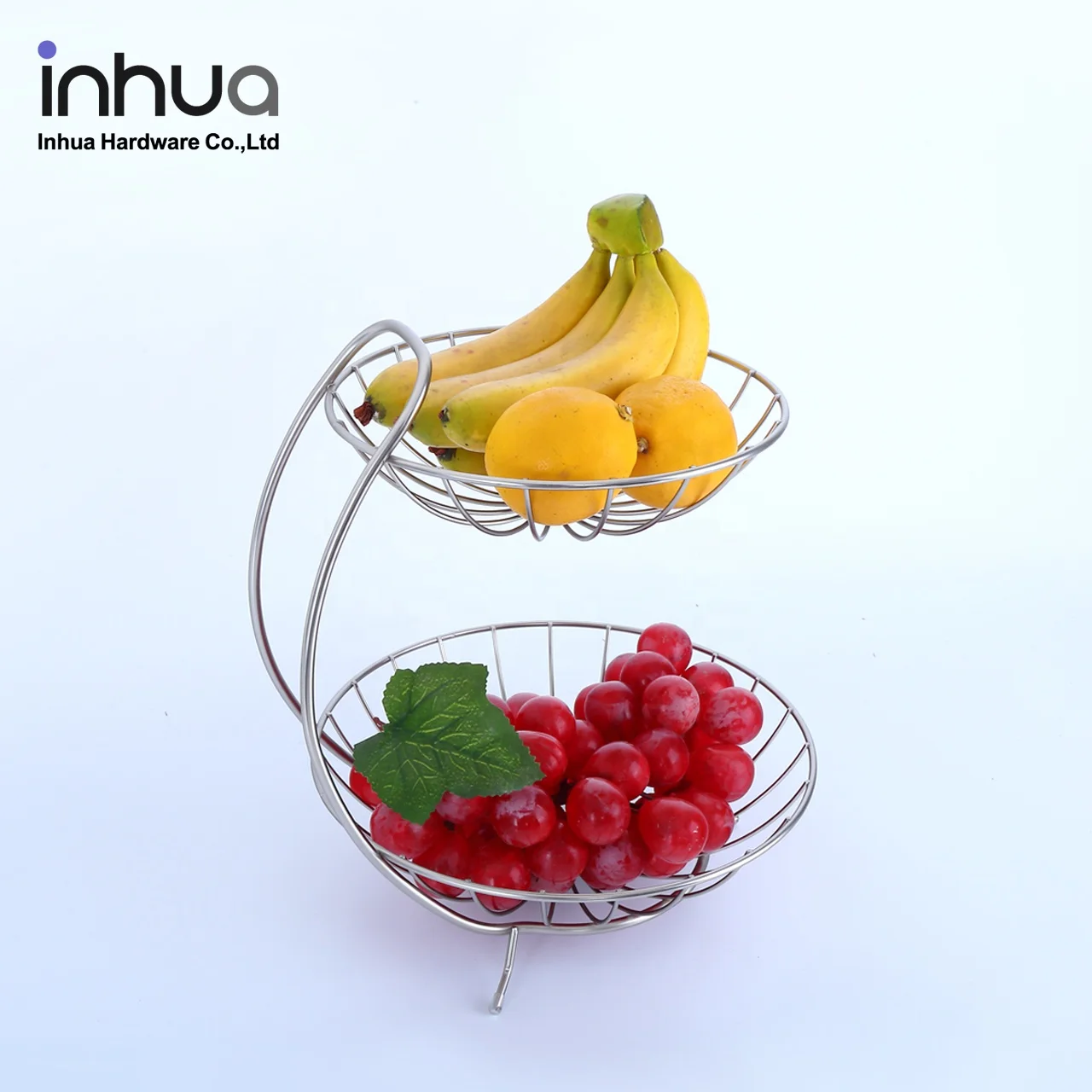 
wholesale 2 tier metal handle handle fruit basket drainer rack storage fruit basket 