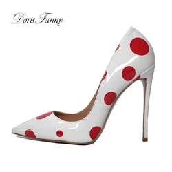 Custom Made Wedding shoes bride patent leather red spots sexy stiletto women shoes high heels pumps