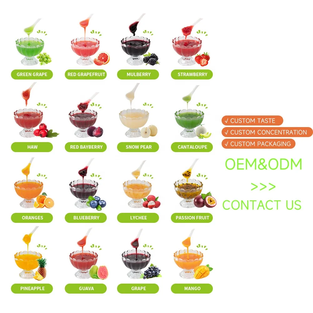 grape juice concentrated fruit jam pulp drink syrup for bubble tea smoothie Slush fruity tea ingredients brands milk tea shop