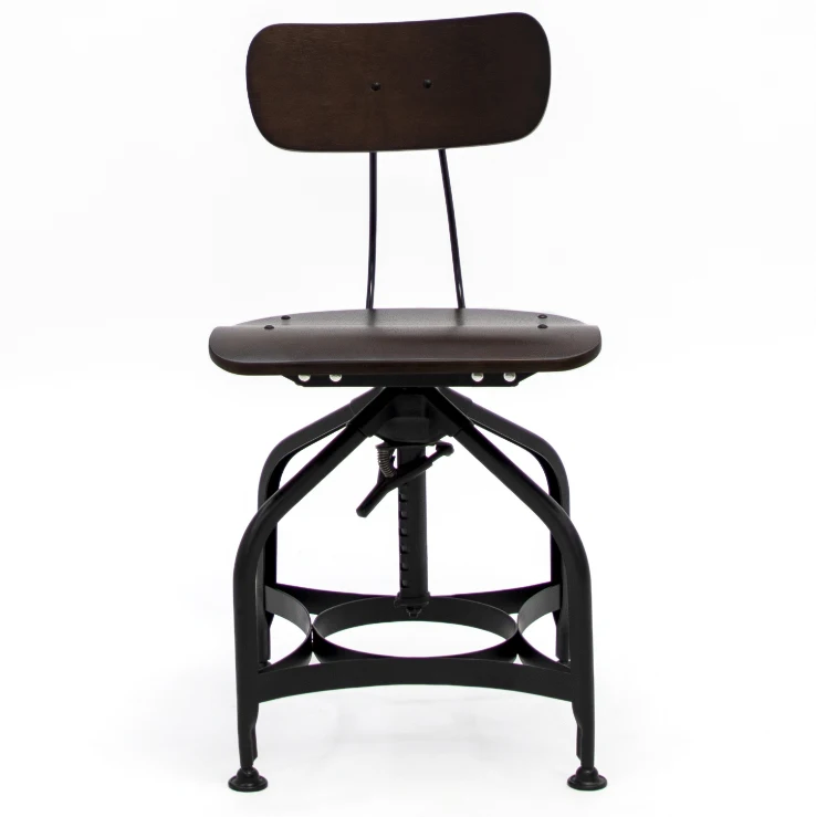 Industrial Adjustable Barstool Plywood Counter Height Bar Height Chair Bar Stool with Back Rest for Home Cafe Bar Table